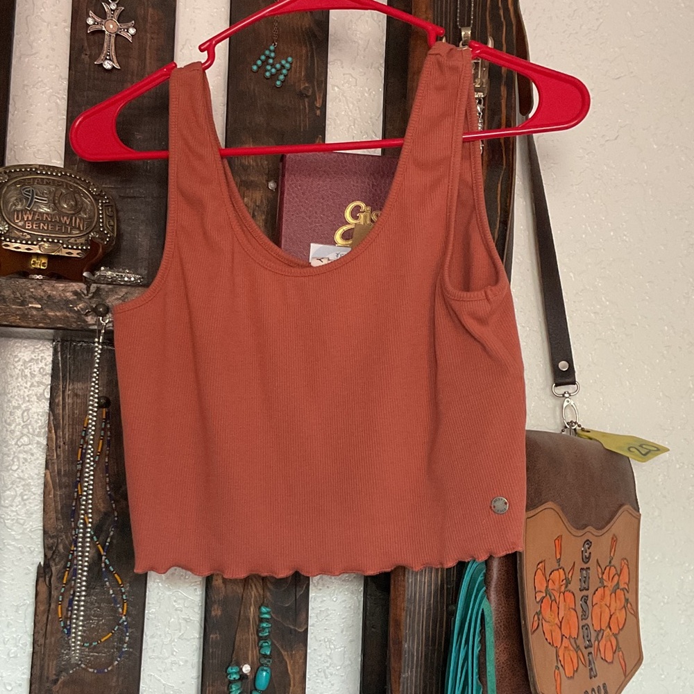Roxy Rust Ribbed Crop Top
